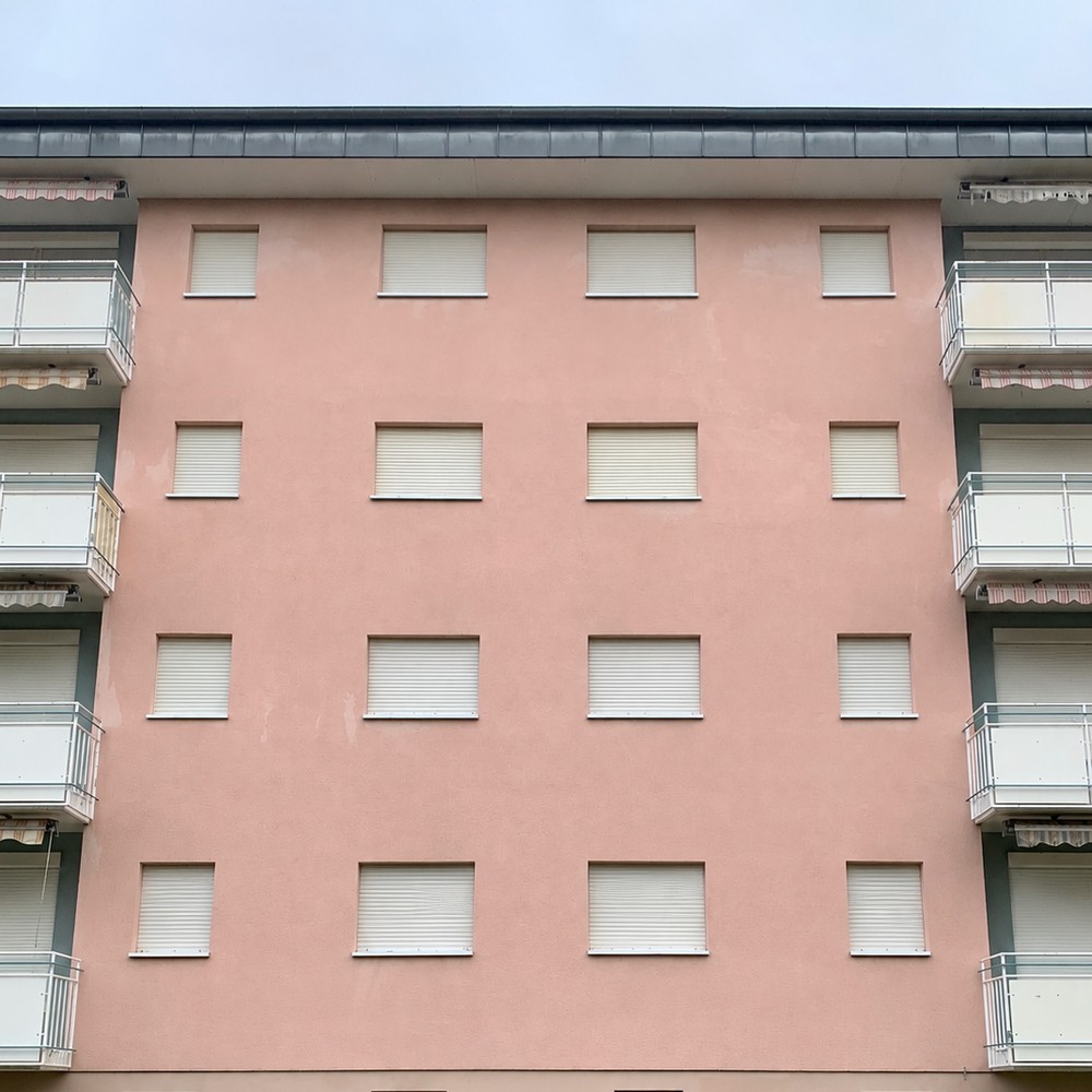 Fassade vor der Reinigung mit Algen und Grünbelag